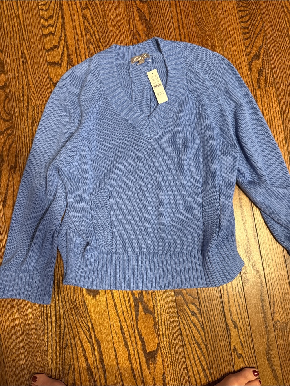 NWT J. Crew Powder Blue V-Neck Cotton Knit Sweater size xs